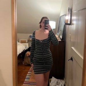 Zara long sleeve mini dress size xs with hints of green and purple